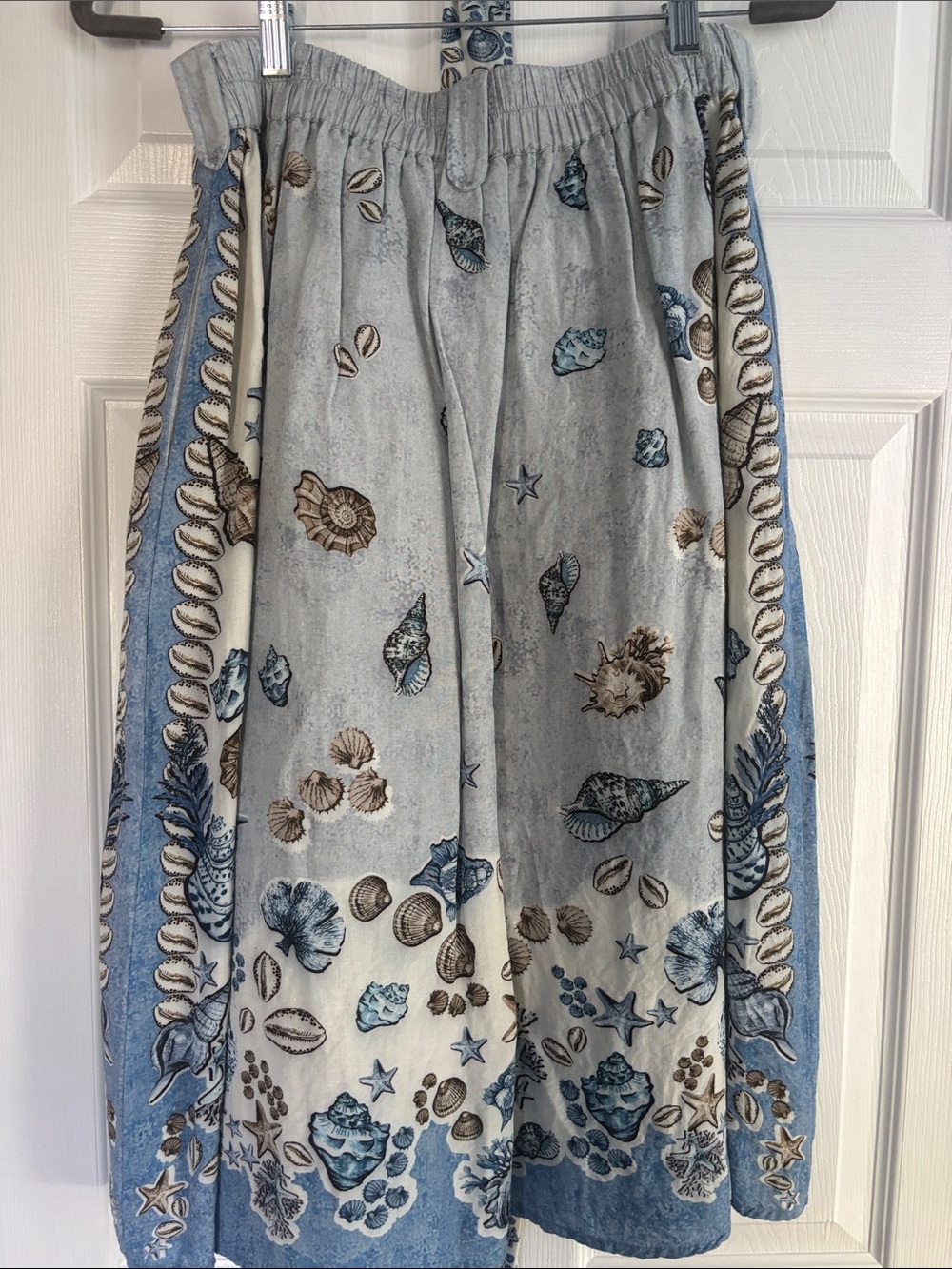 Ranna Gill Blue and Cream Seashell Print A-Line Skirt - Picture 8 of 8